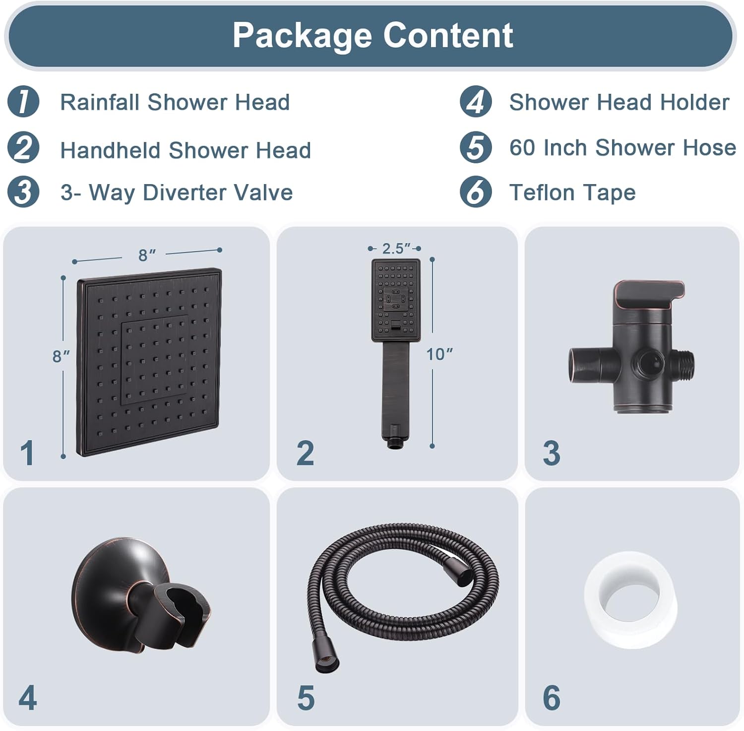 BRIGHT SHOWERS Dual Shower Head Set with Hose and Bracket