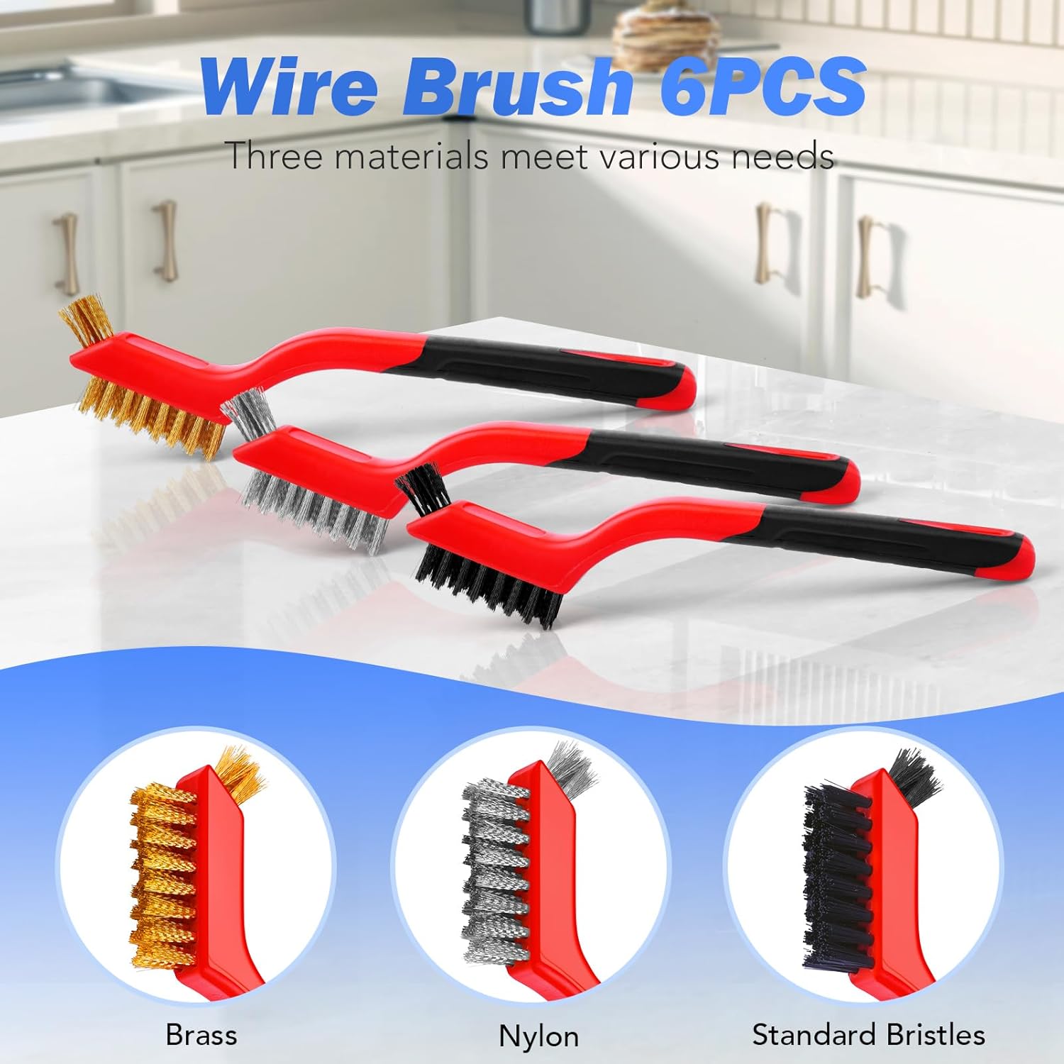 TOSEERY 6 Pcs Wire Brush Set for Cleaning and Rust Removal