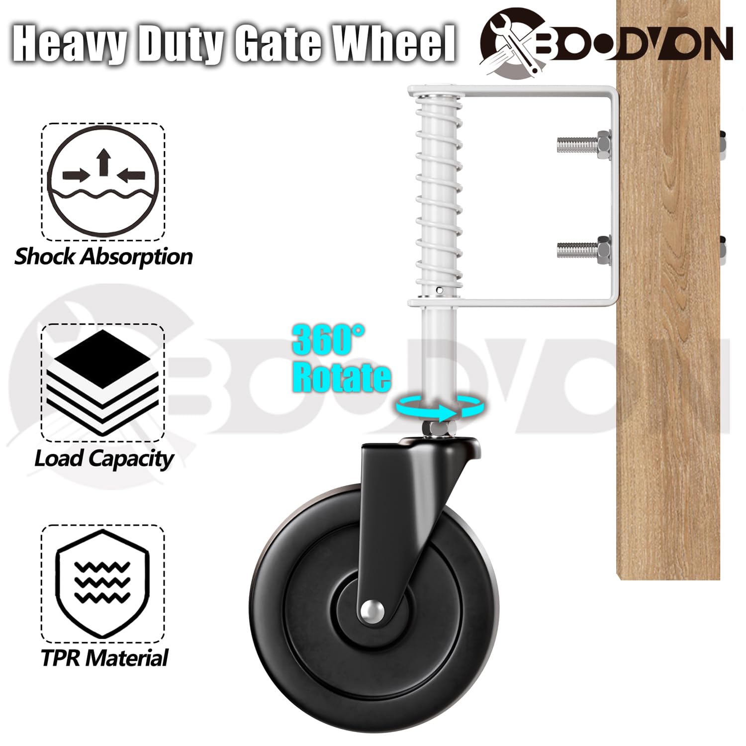 BOODVON 5 Spring Loaded Gate Caster 2 Pack