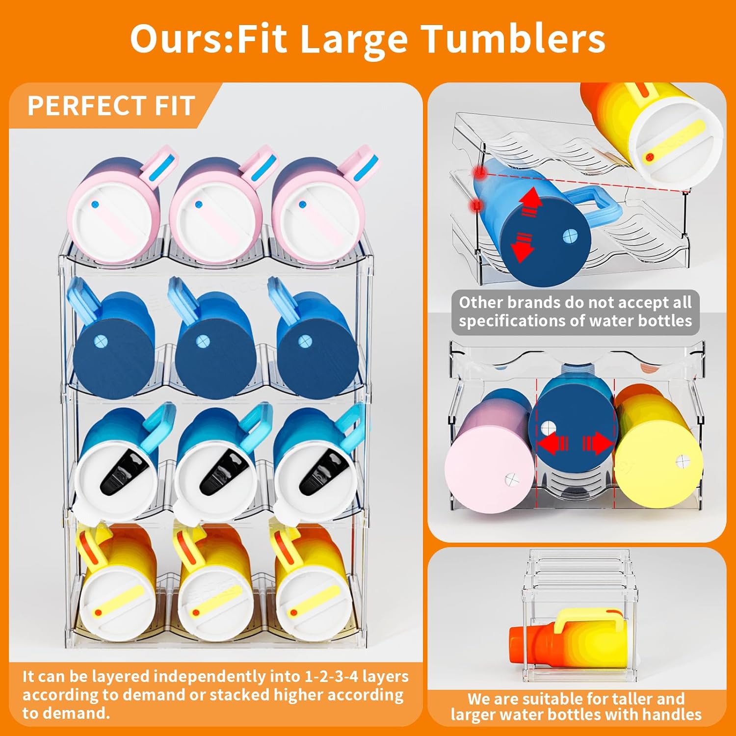 SuoXing Stackable Water Bottle Organizer 3 Pack