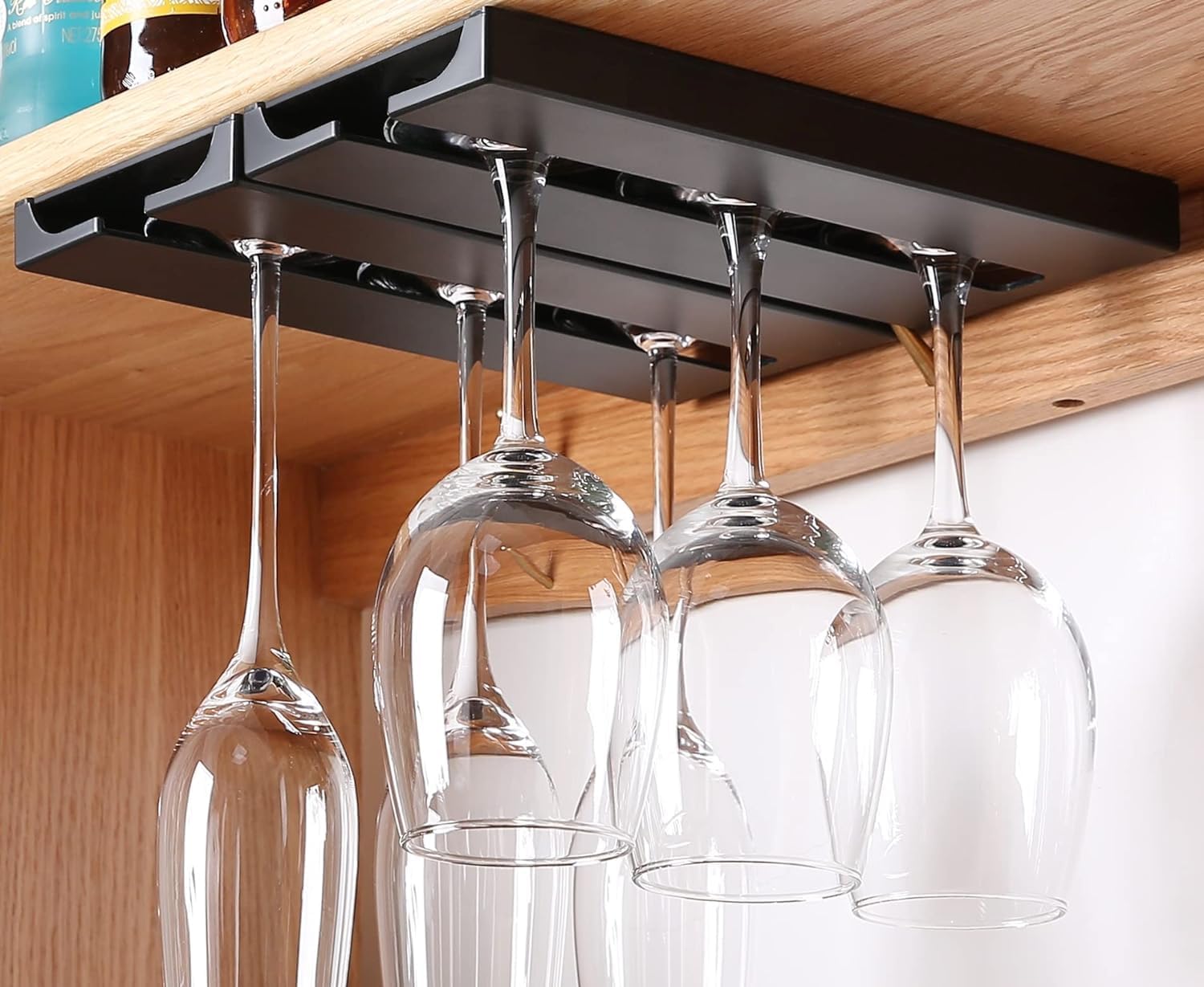 Wine Glass Holder 2 Pack Black Plastic Stemware Rack