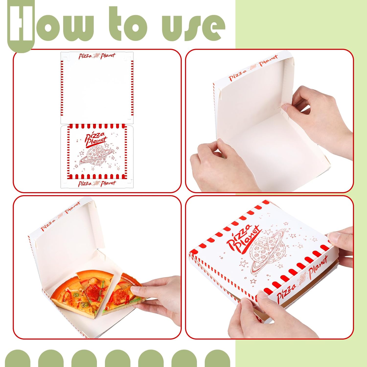 Dunzoom 48 Pcs Planet Themed Mini Pizza Boxes