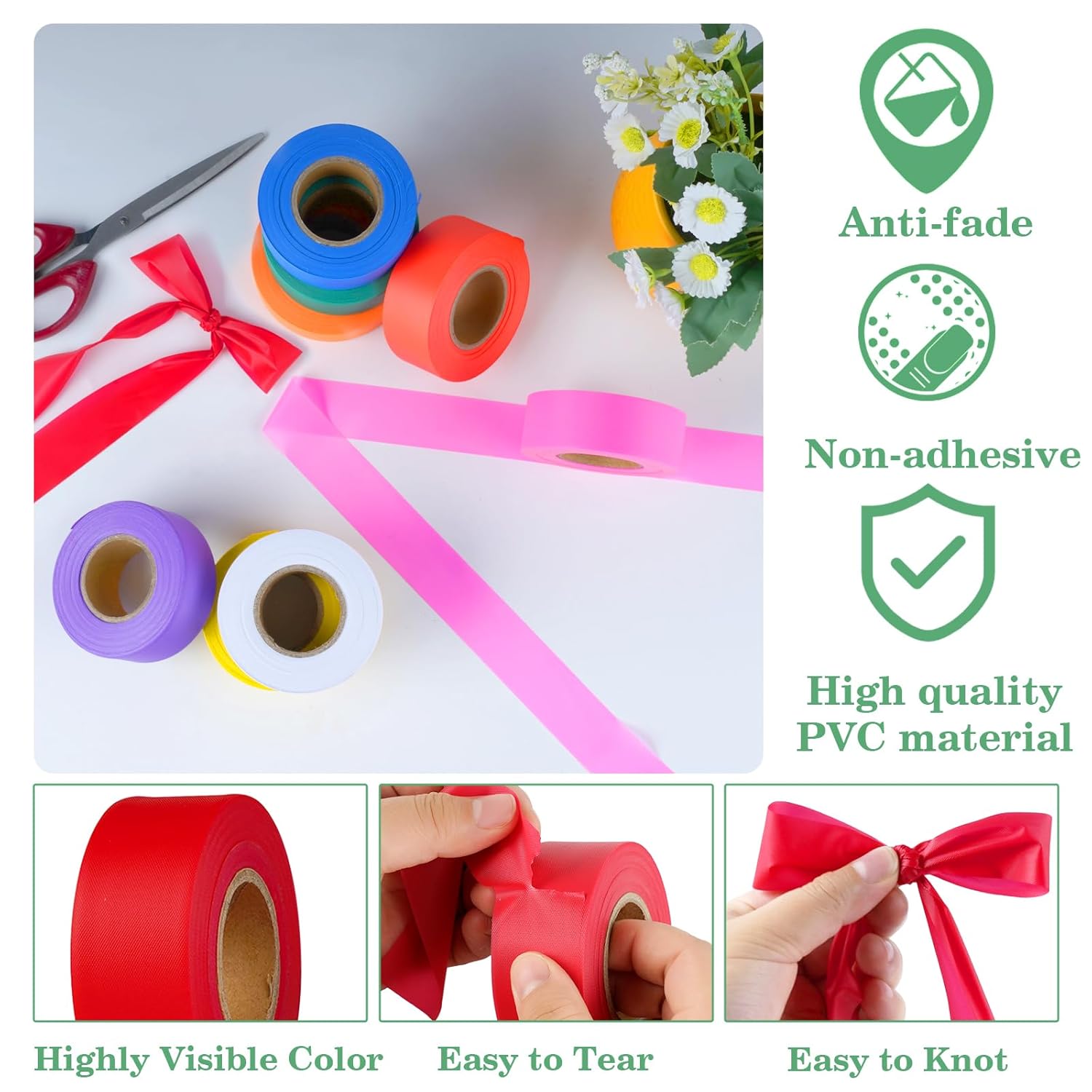 12 Pack Fluorescent Pink Safety Flagging Tape 1 in x 150 ft