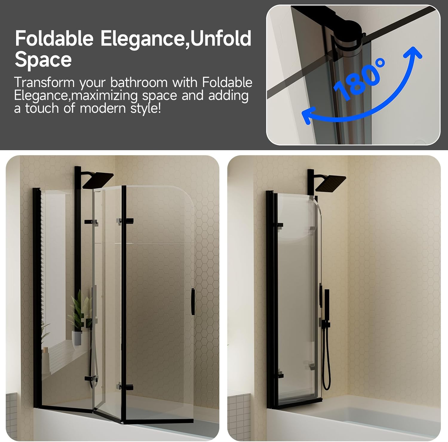 Klajowp Bathtub Shower Door 51x59 Clear Tempered Glass