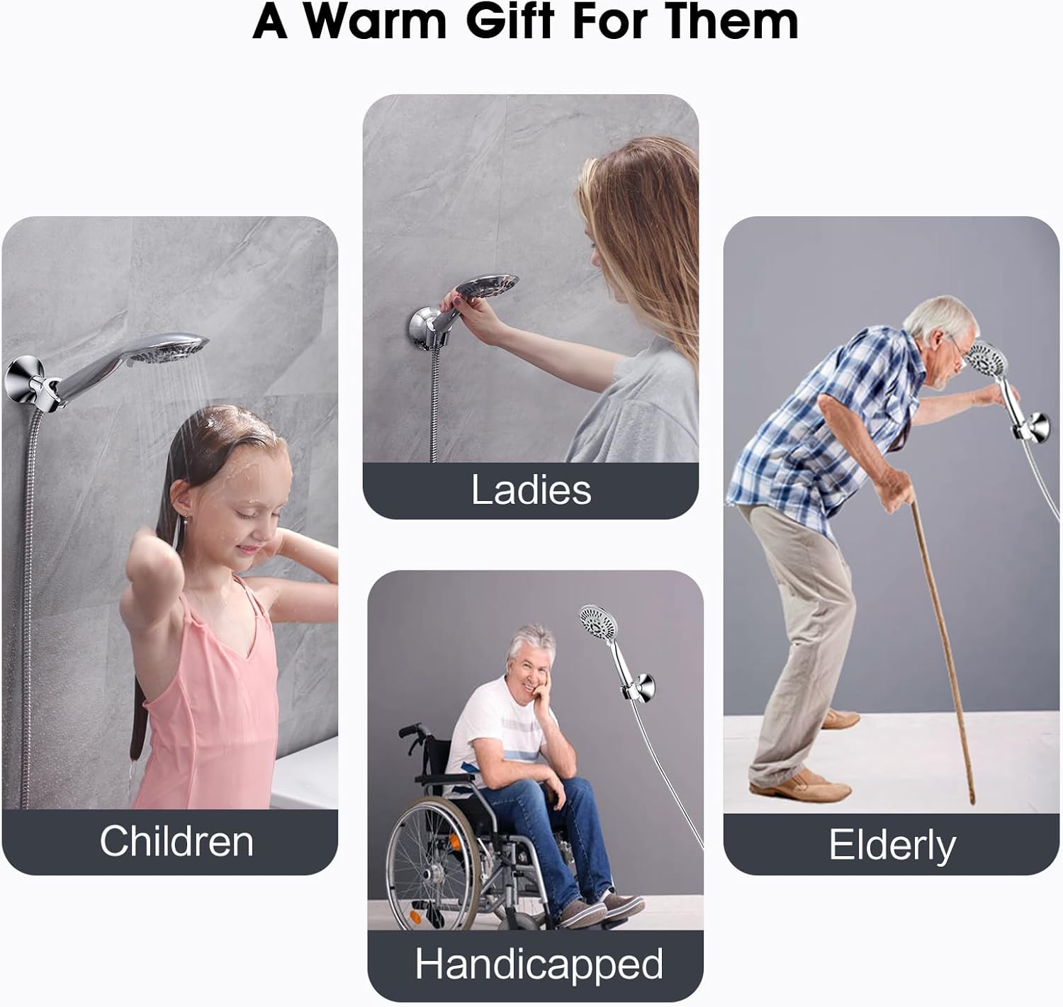 BRIGHT SHOWERS Handheld Shower Head Holder with Dual Angle and 3M Adhesive 1