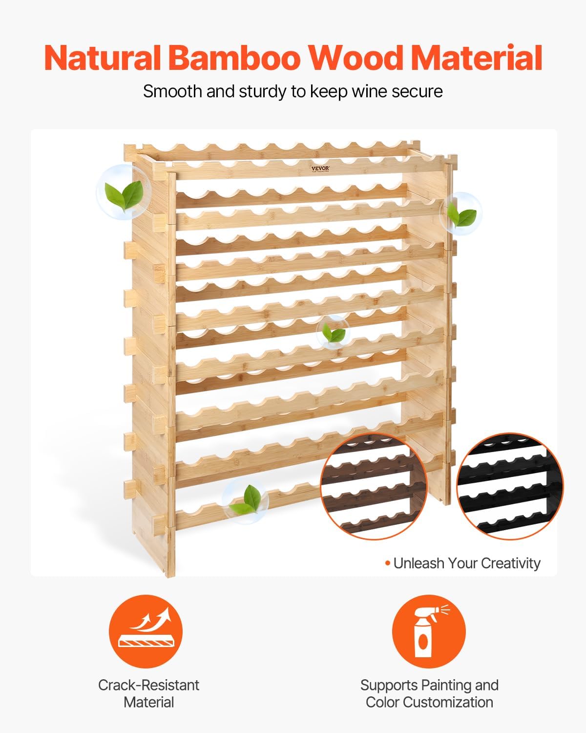 VEVOR 8-Tier Stackable Wine Rack for 72 Bottles