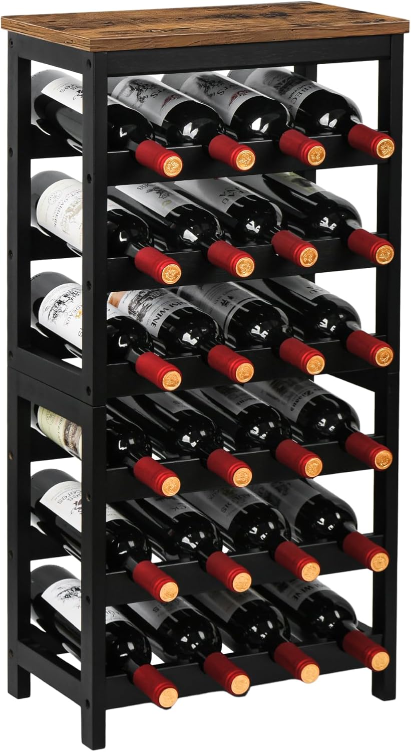VASMIA 6-Tier Bamboo Wine Rack 24-Bottle Freestanding Storage Shelf