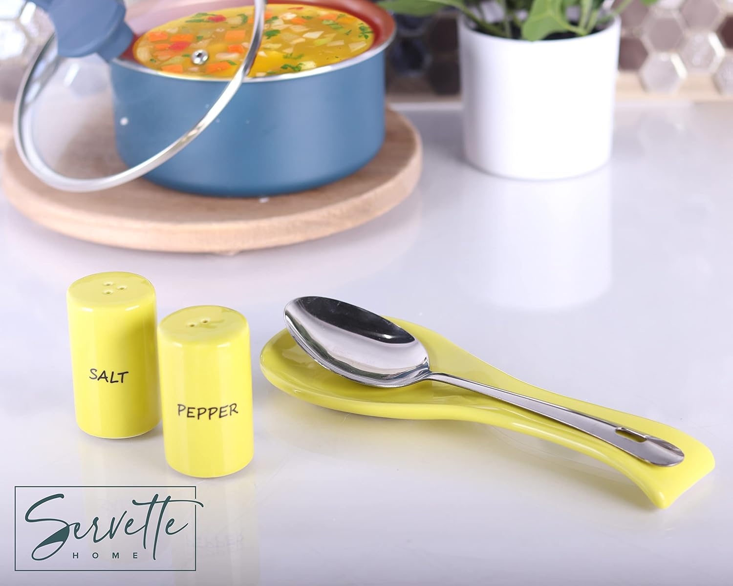 Yellow Salt Pepper Shakers Ceramic Set