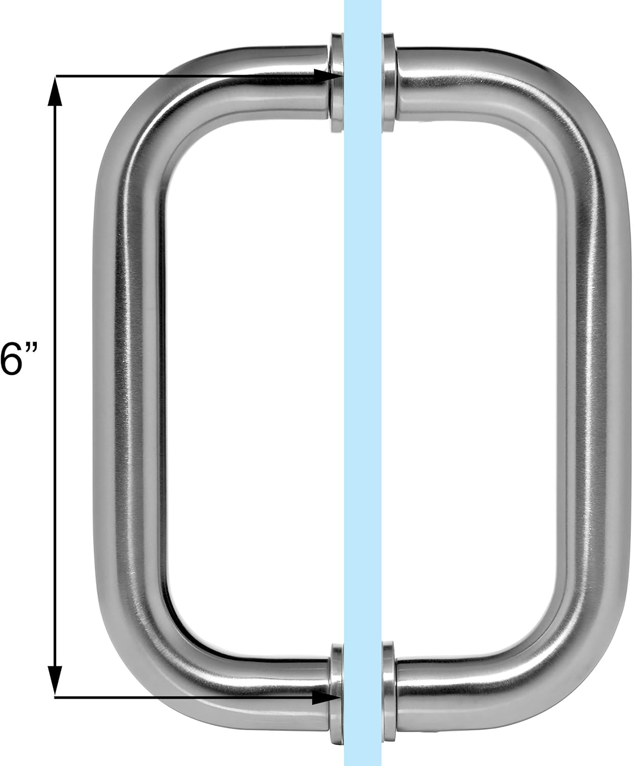 Dynasty Hardware 6 Back to Back Shower Door Pull Satin Nickel