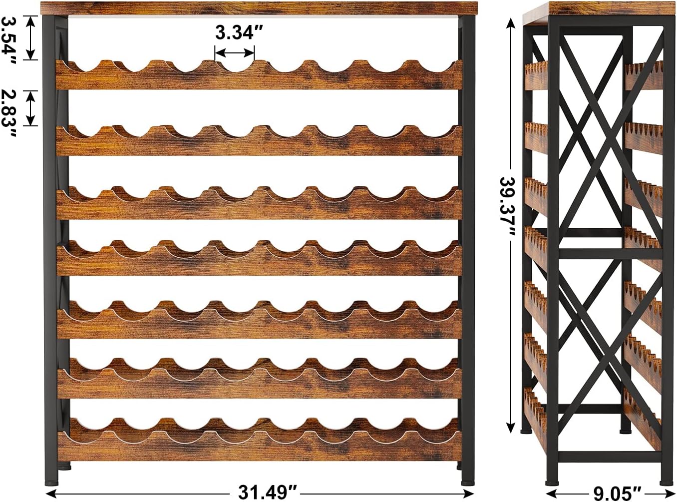 Homeiju 56-Bottle Wooden Wine Rack Freestanding