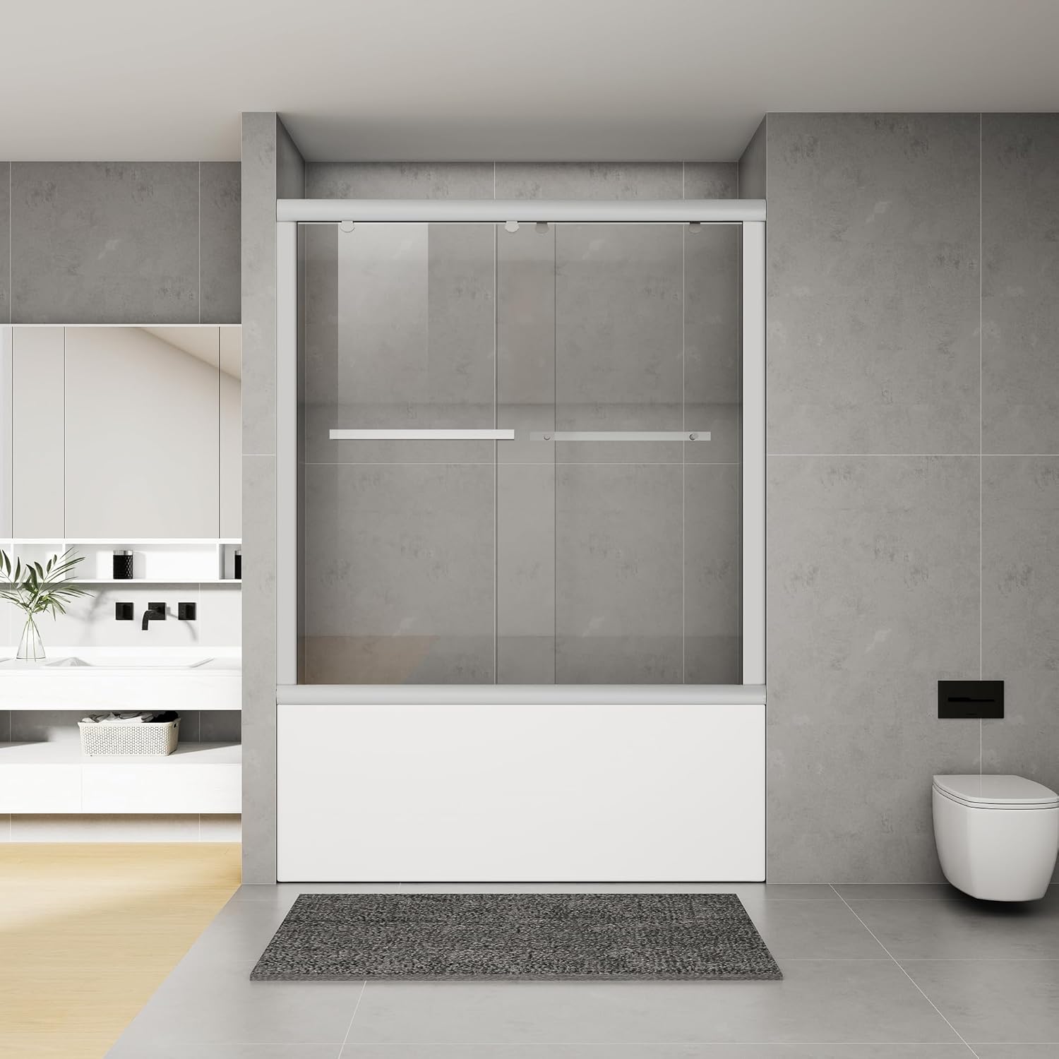 Botwinkle Bathtub Shower Door 56-59 x 59 Bright Silver