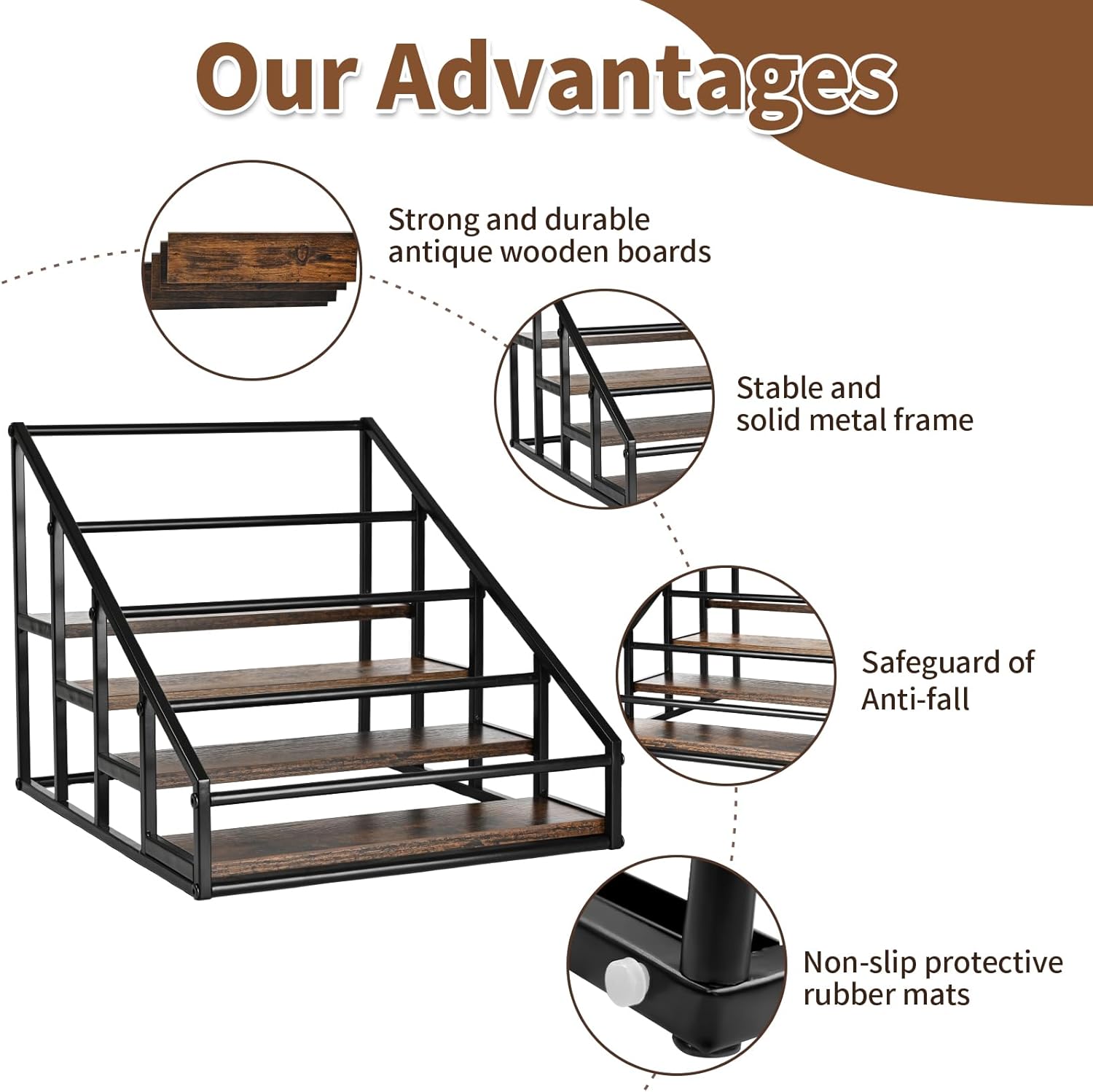 Coffee Syrup Organizer Rack with 4 Tiers for Kitchen and Bar