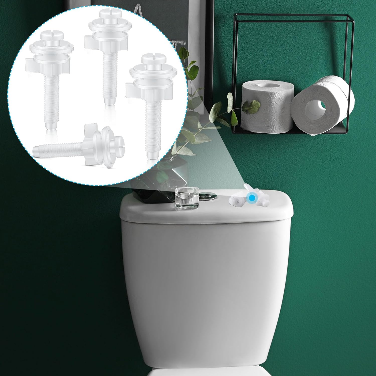 Jetec 16-Piece Toilet Seat Screws Replacement Kit - White