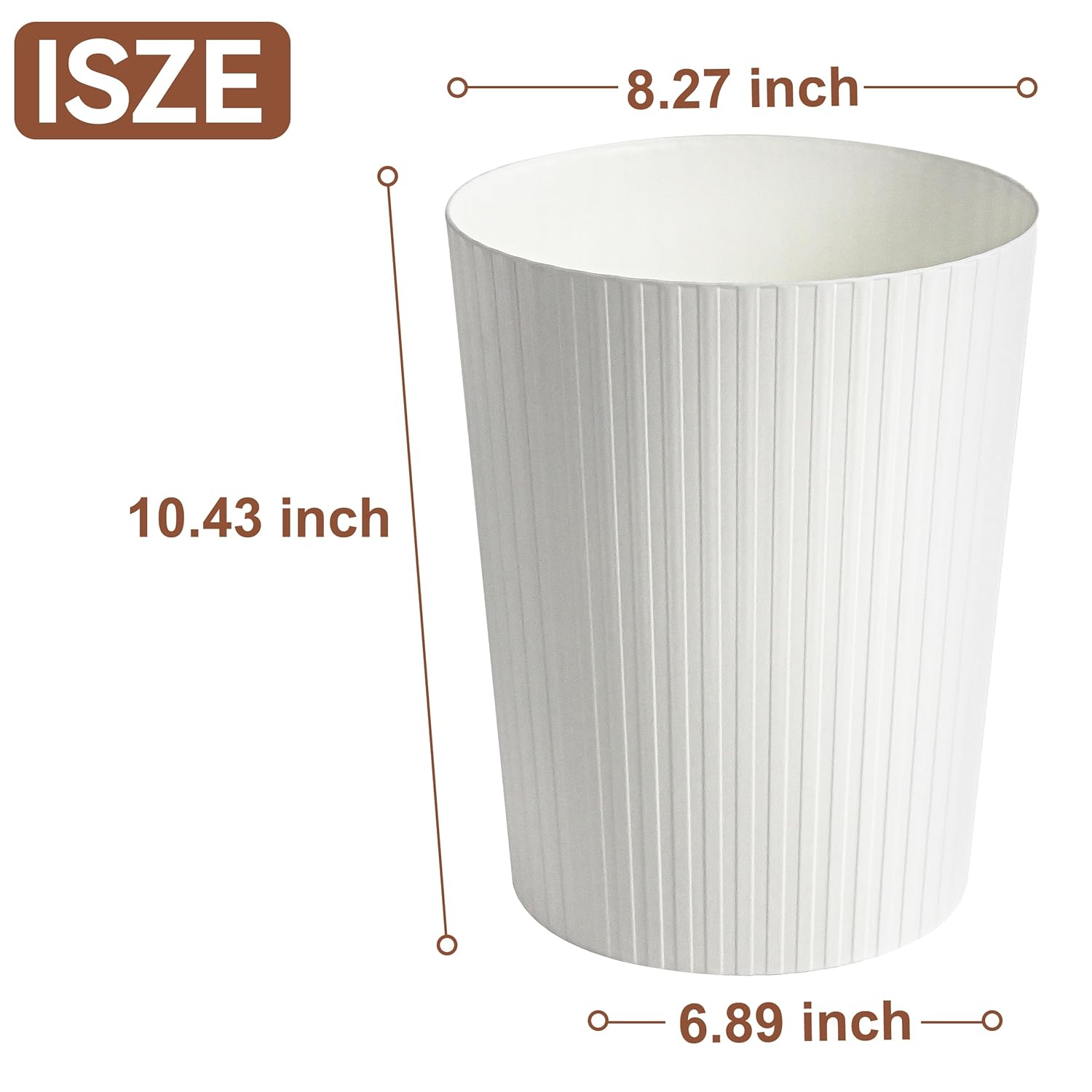 Soddeph 25 Gallon Trash Can with Durable Plastic Construction and Lidless Design