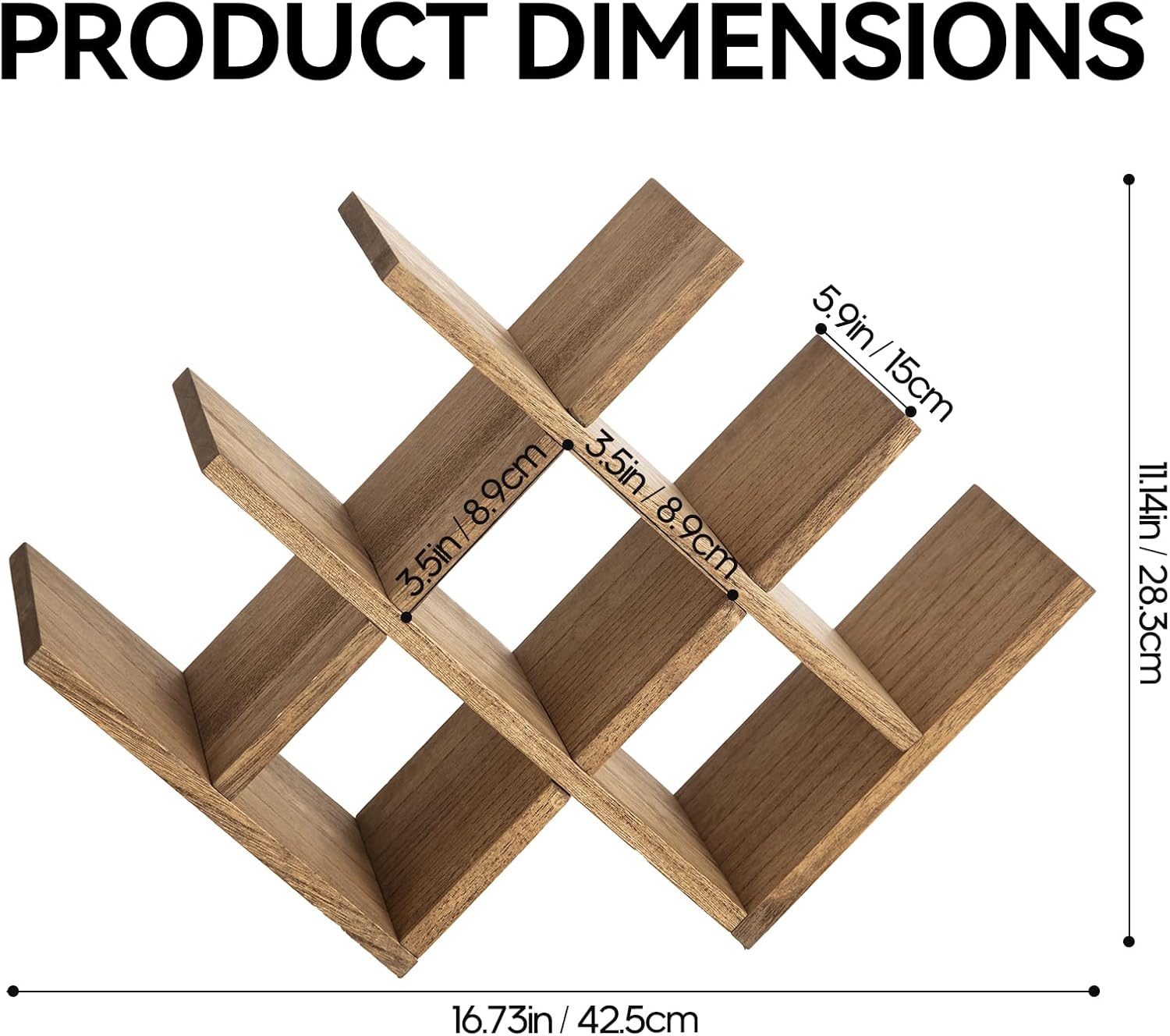 KIRIGEN 8-Bottle Wood Wine Rack - 3-Tier Free Standing Holder