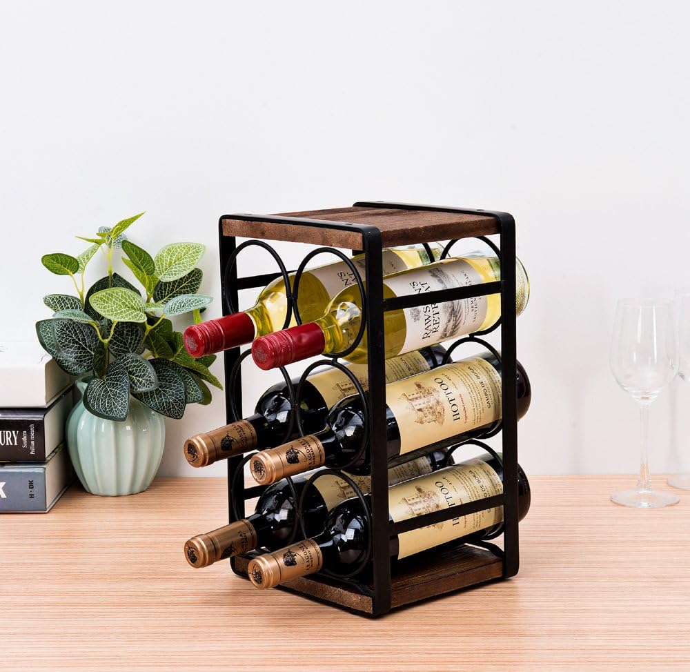 SODUKU Rustic Wood Wine Rack 6 Bottles Brown