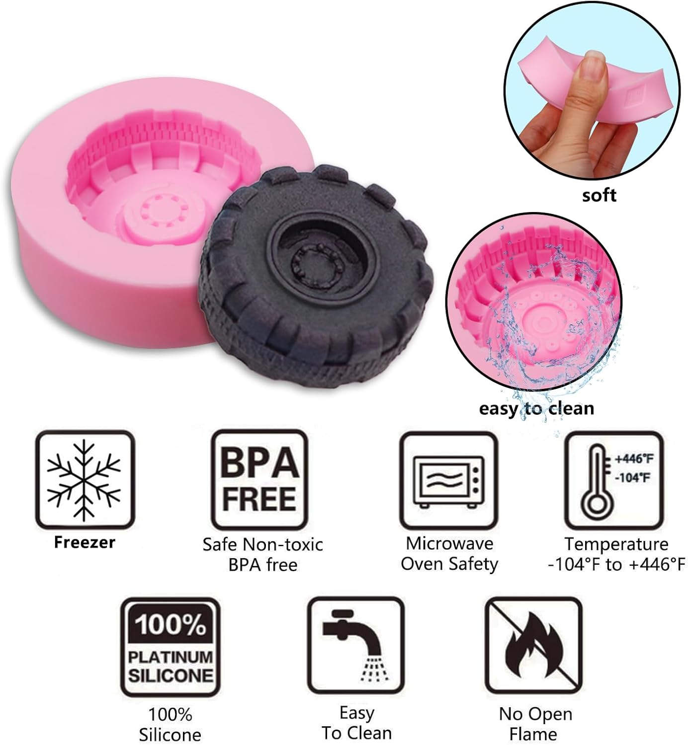 Muyulin 3D Tire Silicone Fondant Molds Set of 3