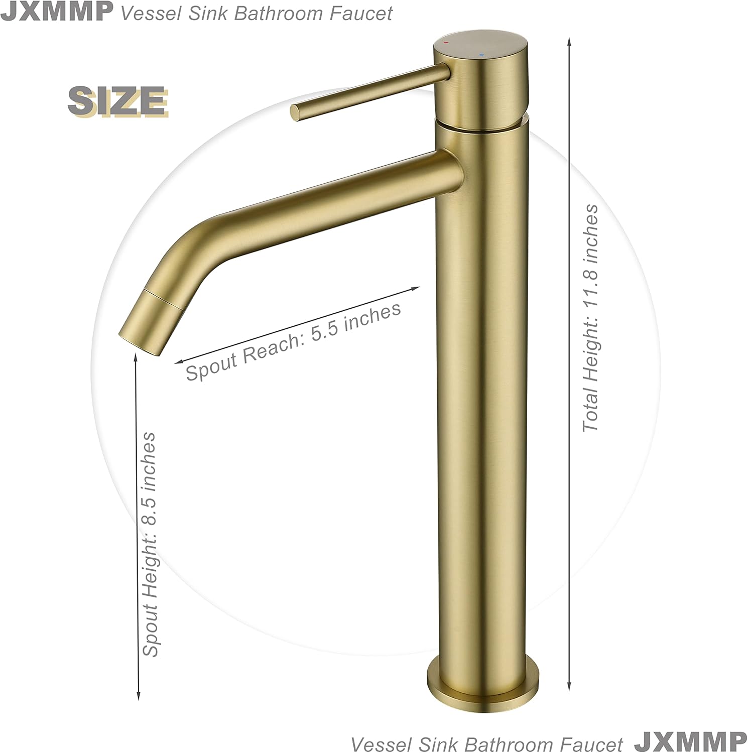 Brushed Gold Vessel Sink Faucet Single Handle