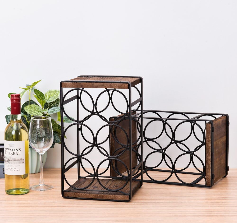 SODUKU Rustic Wood Wine Rack 6 Bottles Brown