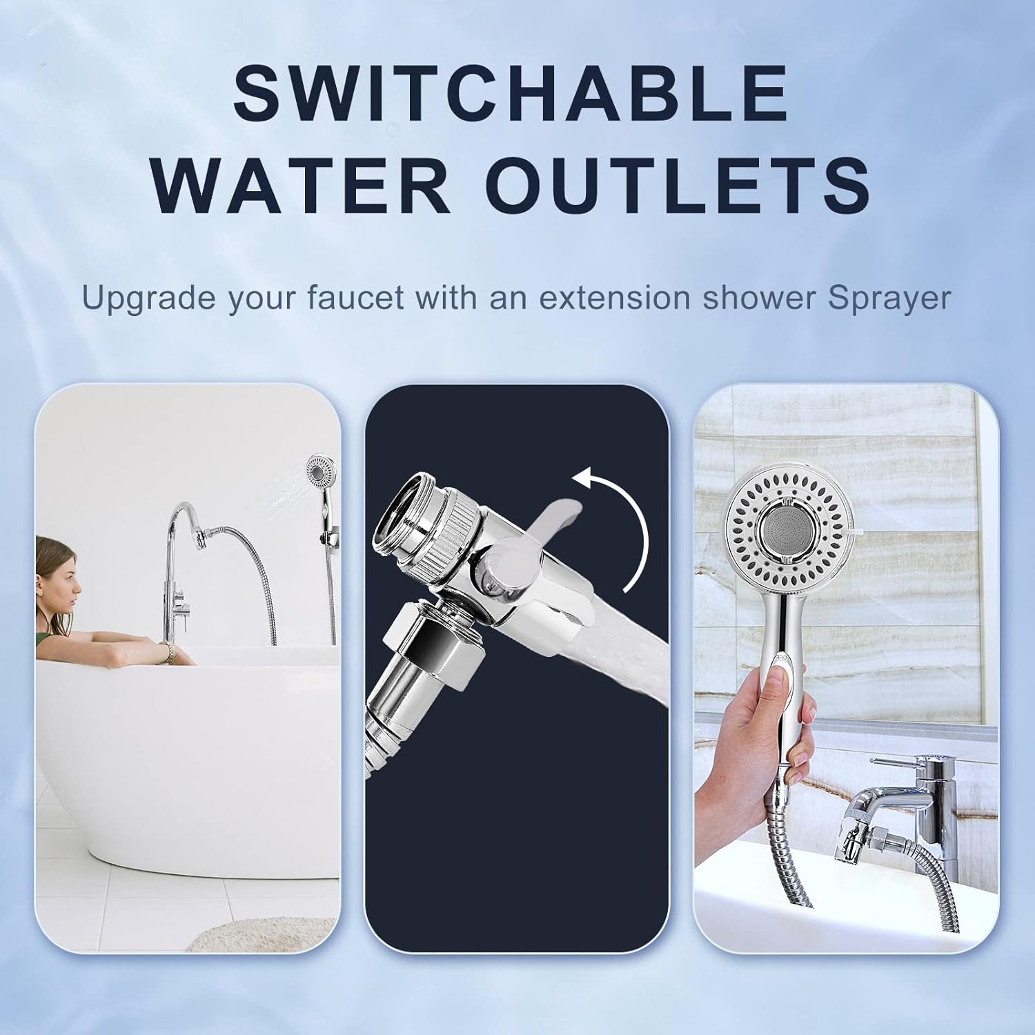 JIEYUMJ Shower Head Set with 9 Adapters 79 Hose 4 Spray Modes