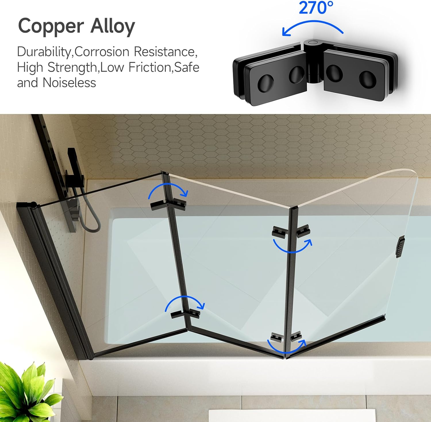 Klajowp Bathtub Shower Door 51x59 Clear Tempered Glass