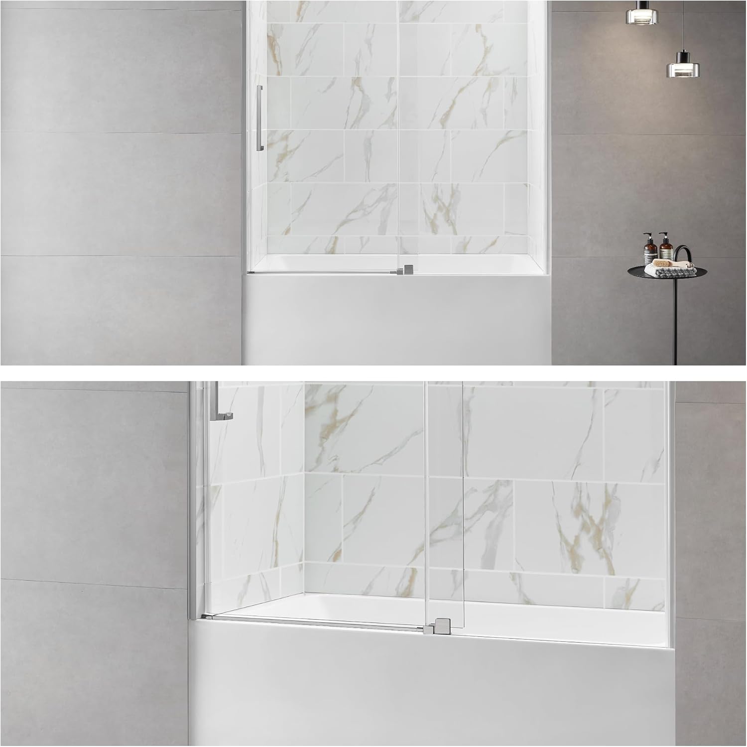 ChicFurnit Frameless Shower Door 56-60 W x 60 H