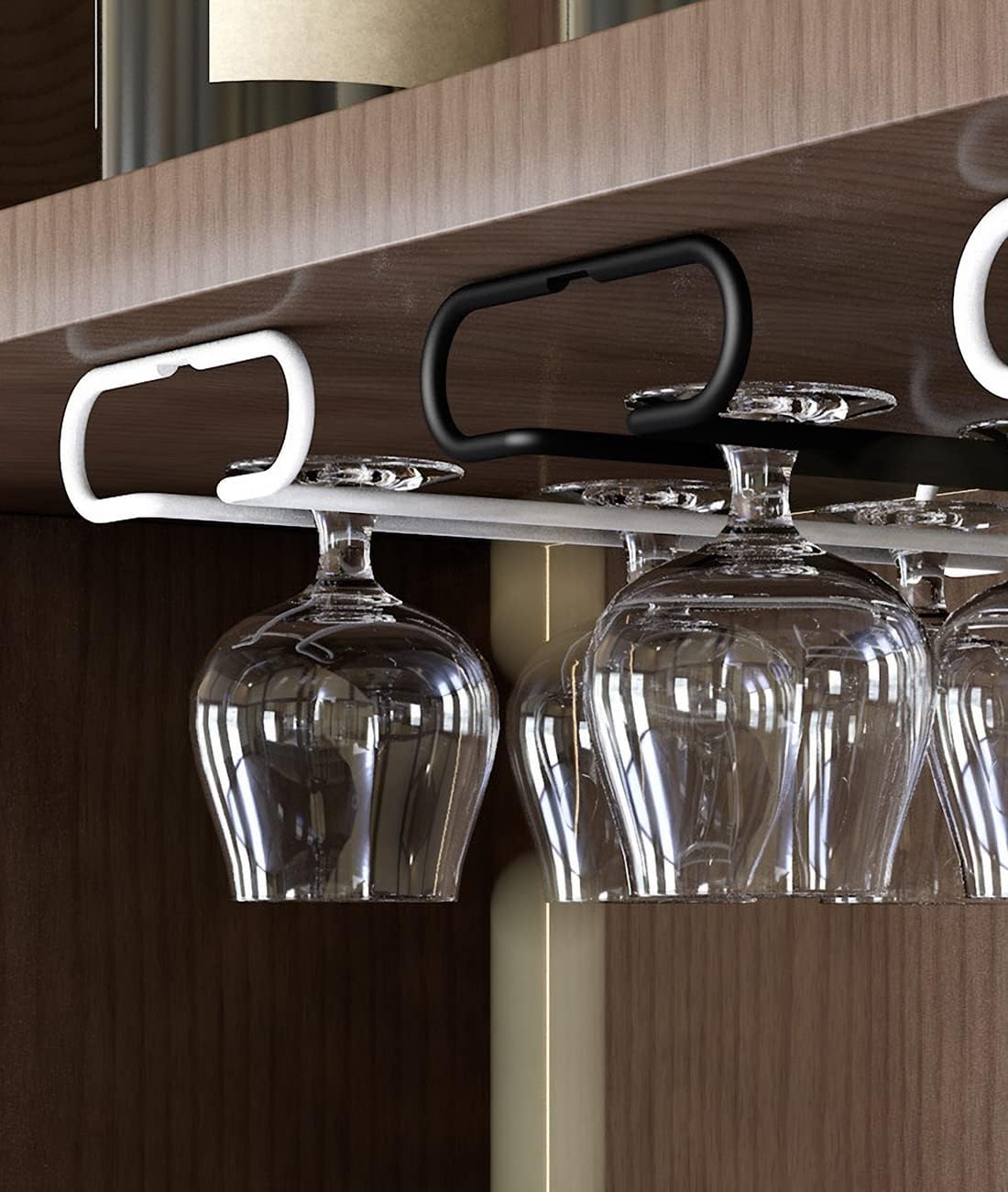 GeLive 10 Inch Under Cabinet Wine Glass Rack Set of 2 Black 1