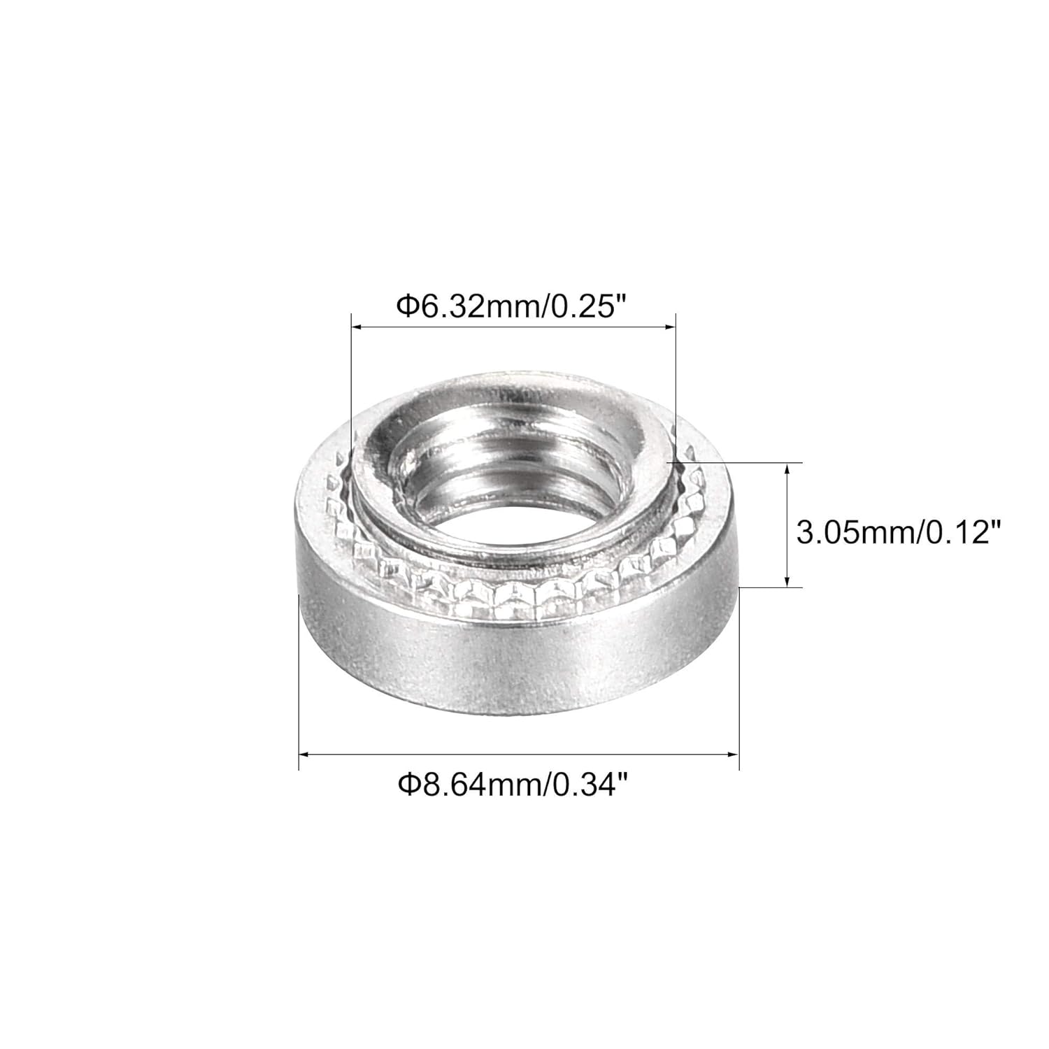 Uxcell Self-Clinching Nuts 10-32 x 012-Inch