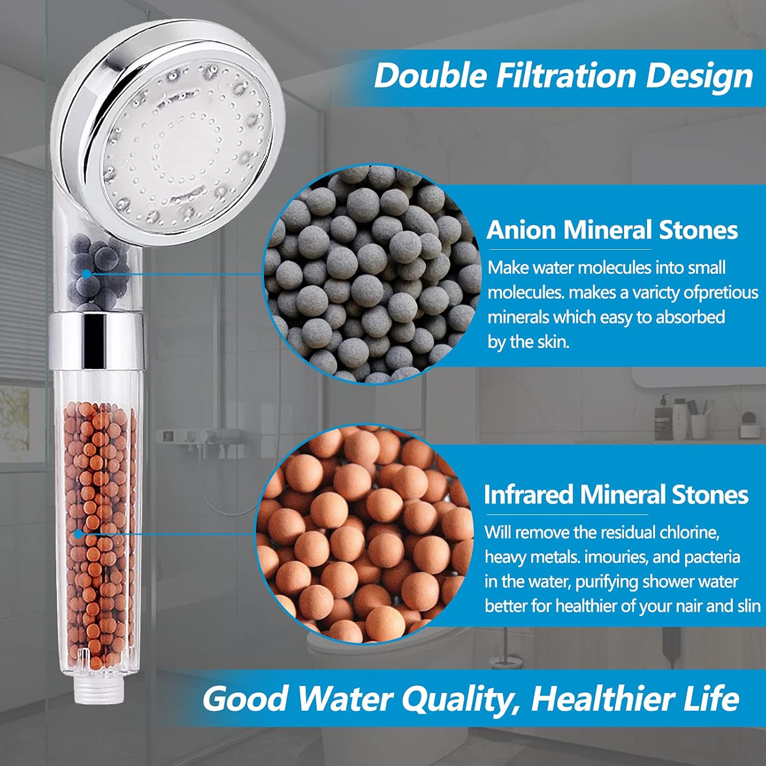 FASTRAS LED Shower Head with Handheld and Hose