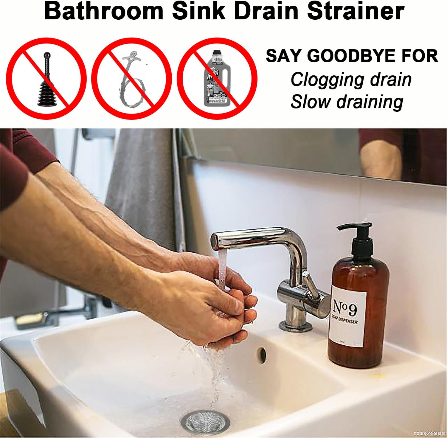 2PCS Tub Drain Hair Catcher - 275 Inch Stainless Steel Strainer