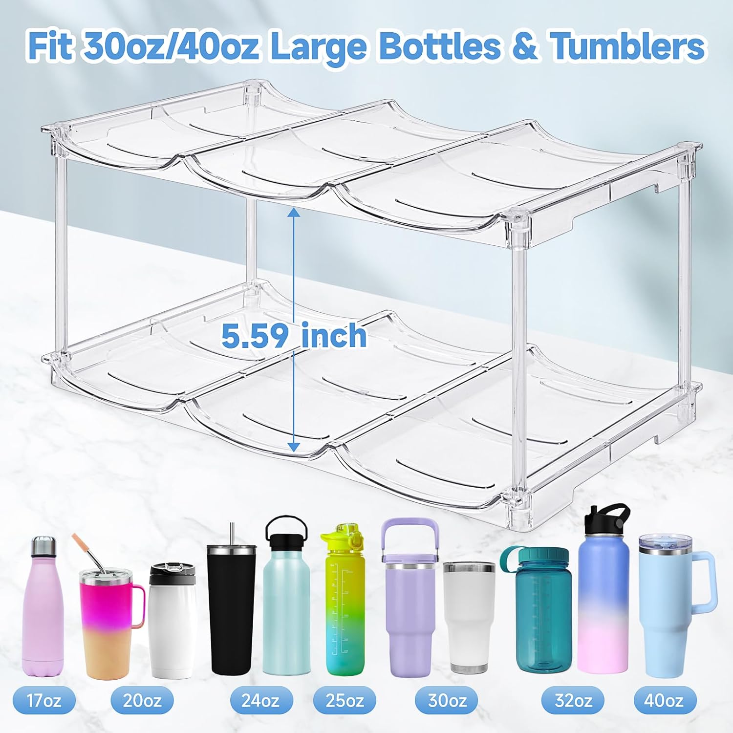 Stackable Water Bottle Organizer for Stanley 40 oz Tumbler 3 Pack