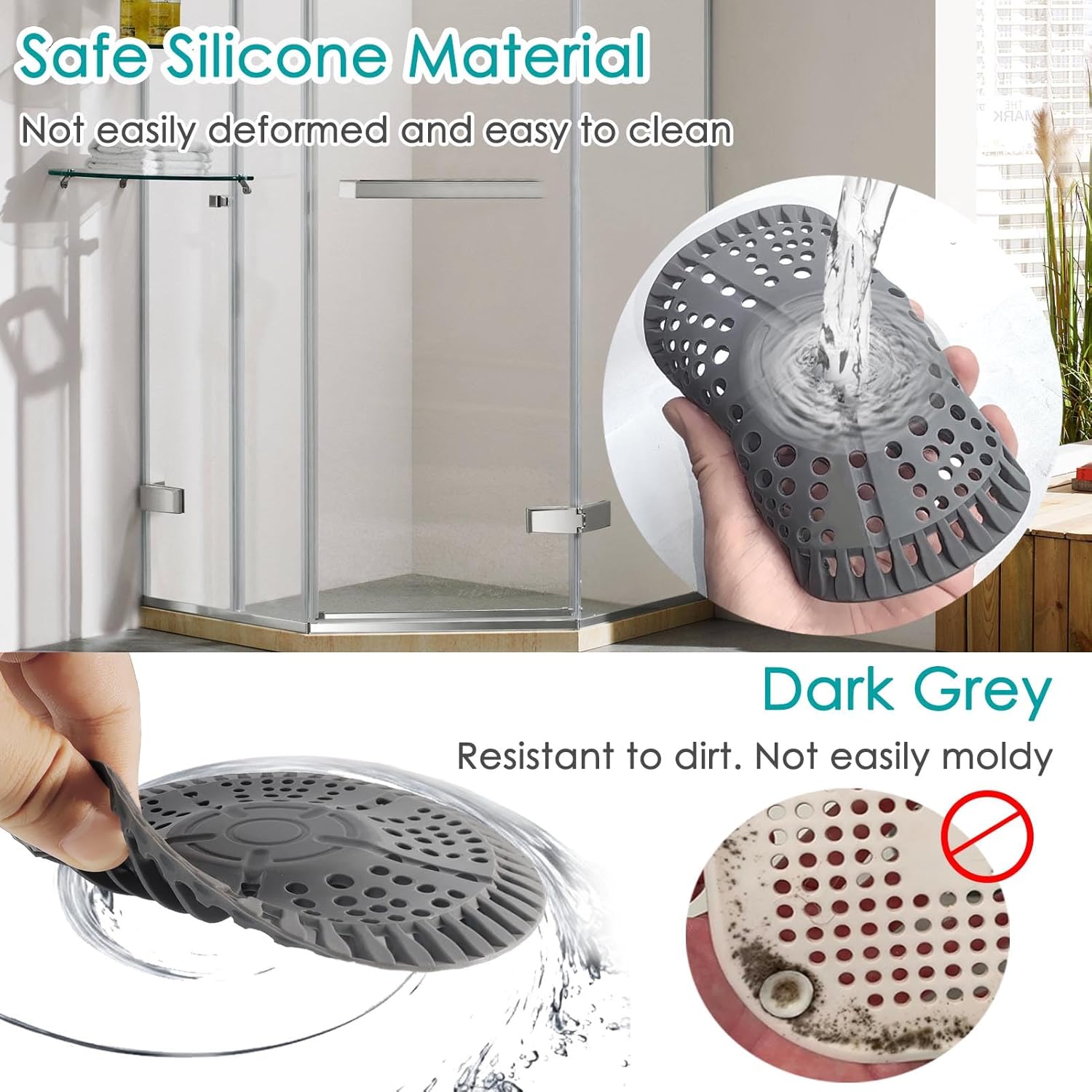 Shower Hair Catcher 2 Pack 55in Large Silicone Drain Strainer