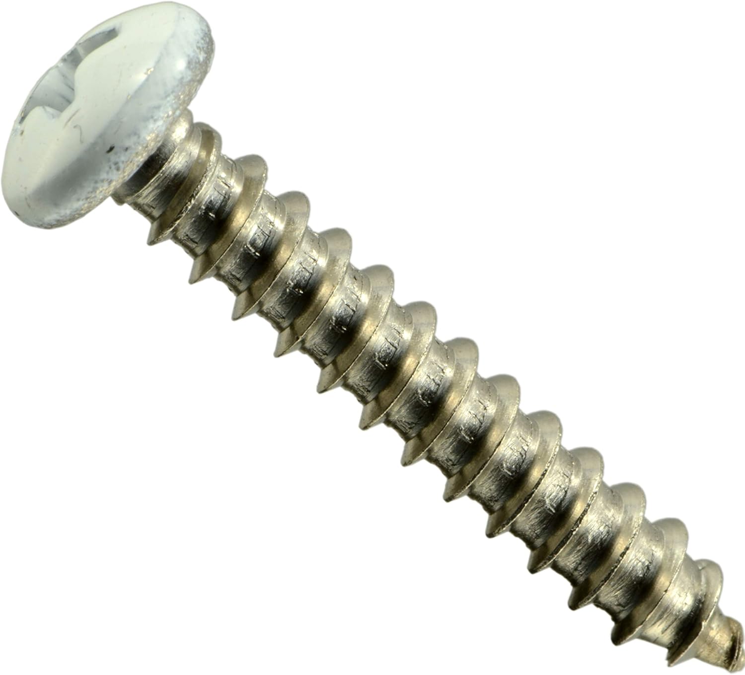 White Phillips Pan Sheet Metal Screws 8x1 1
