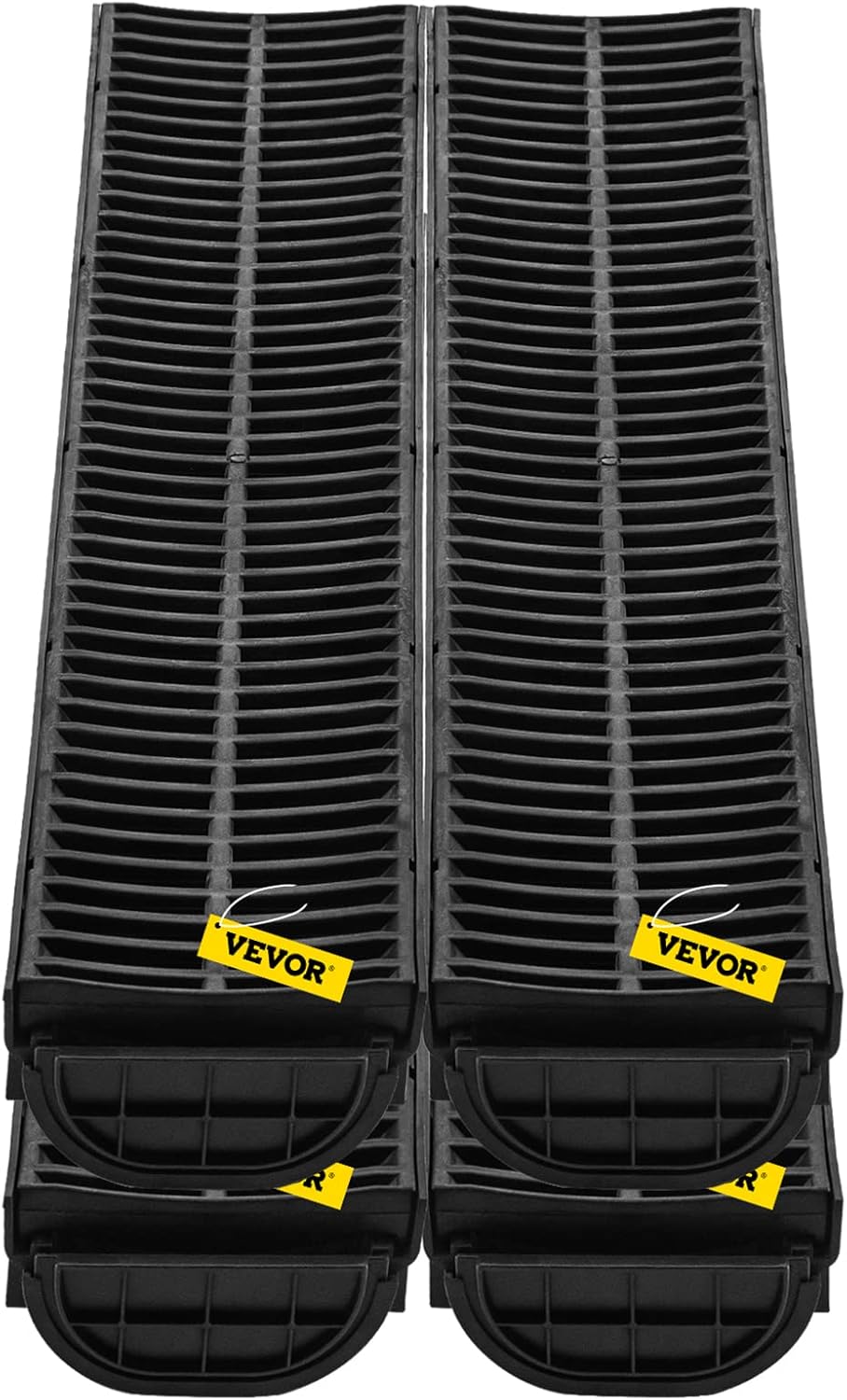 VEVOR Trench Drain System 4 Pack with HDPE Drain Trench and Plastic Grate