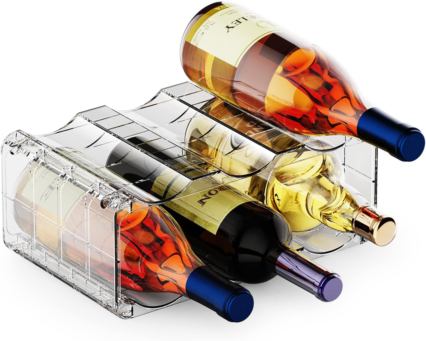 BOPai Clear Wine Rack for 6 Bottles Space-Saving Organizer