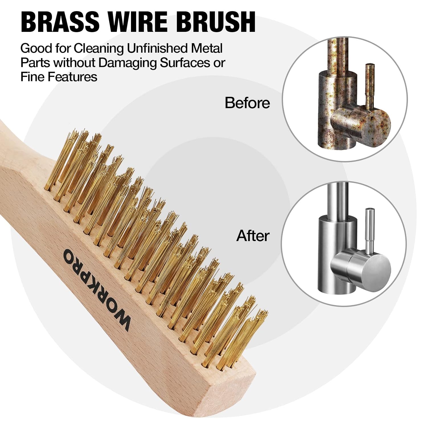 WORKPRO 6-Piece Wire Brush Set with Beechwood Handles