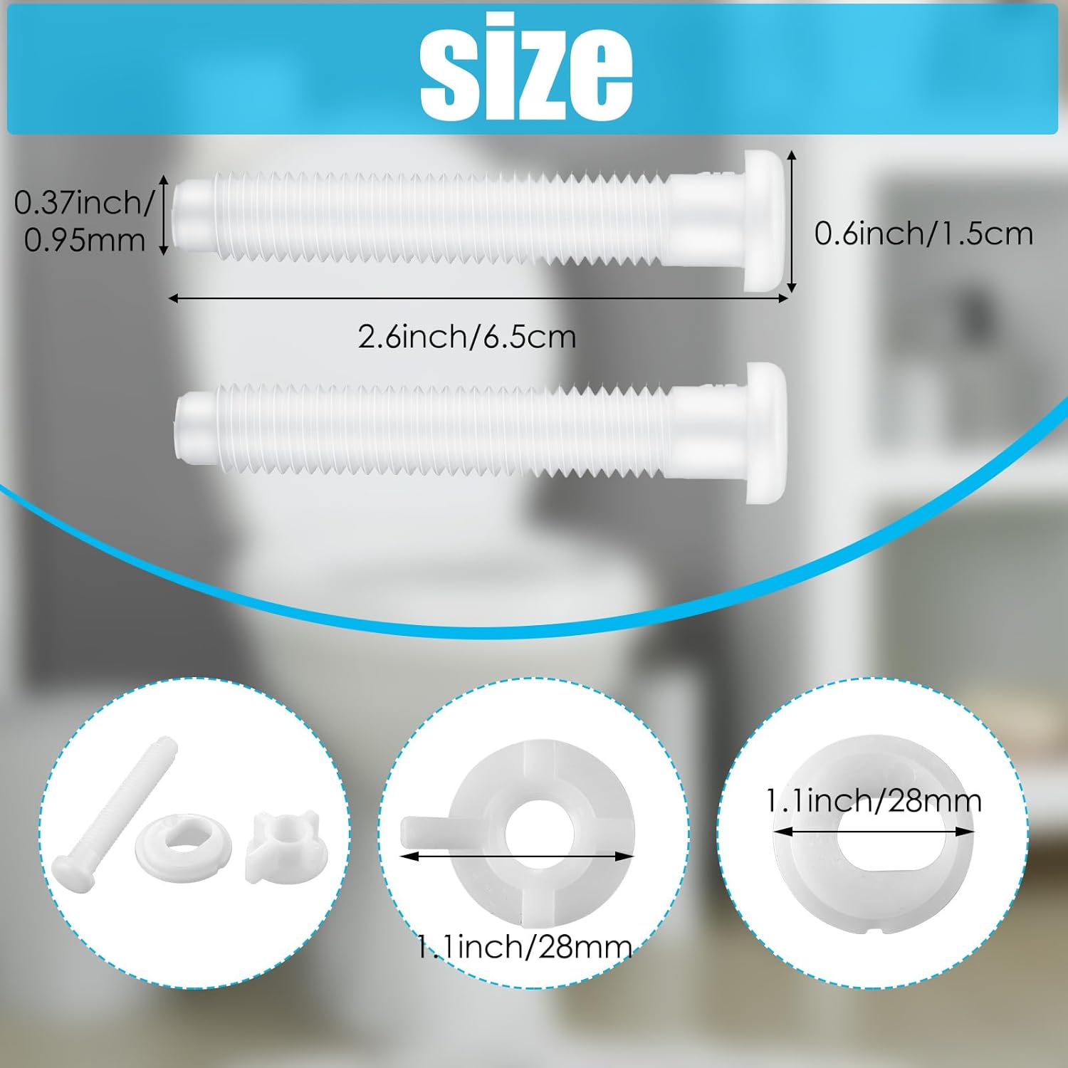 Jetec 16-Piece Toilet Seat Screws Replacement Kit - White