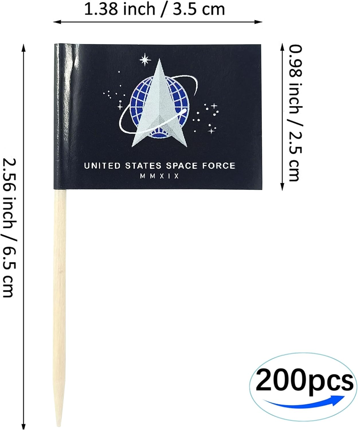 JBCD Space Force Toothpick Cupcake Toppers 200pcs