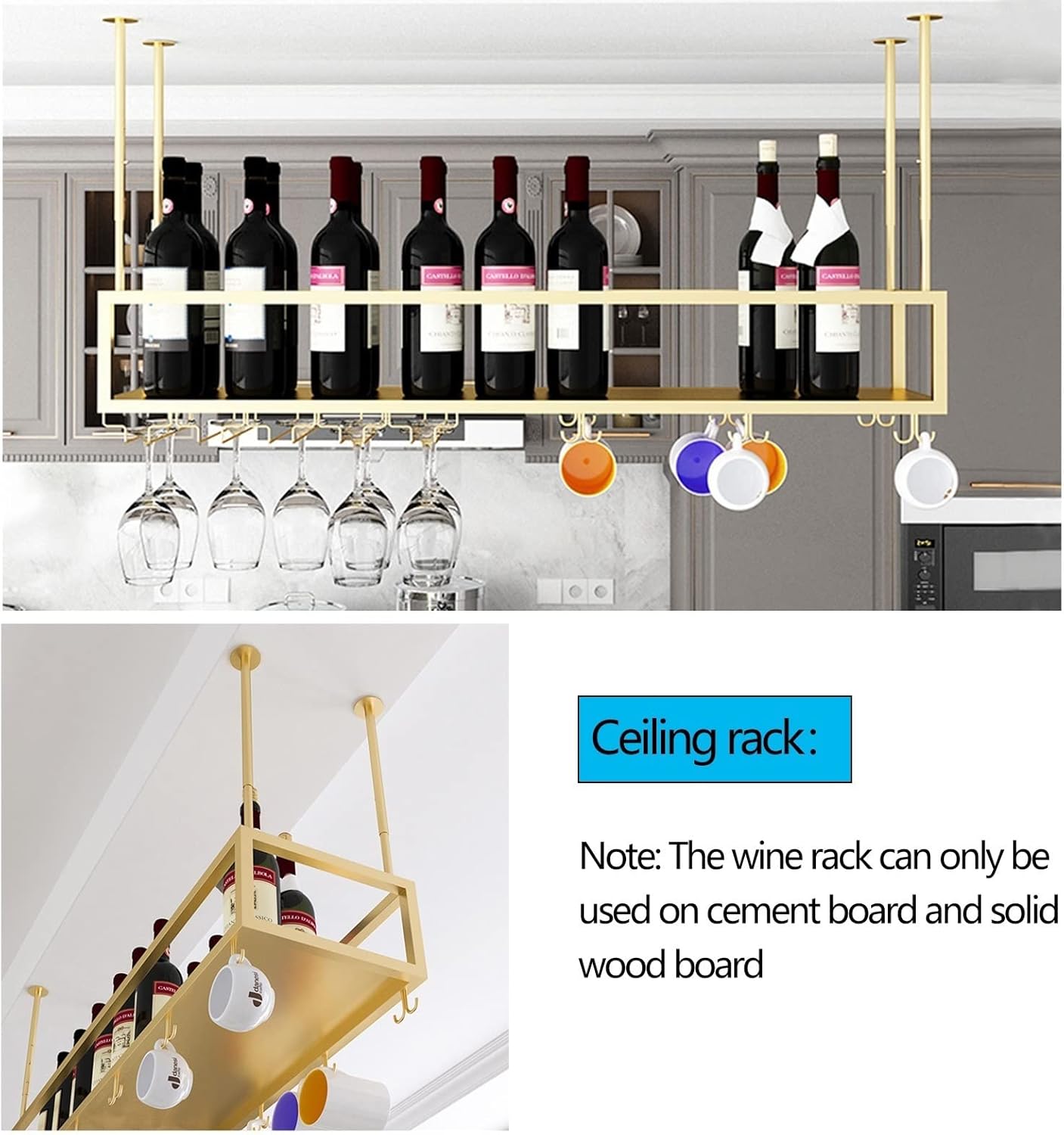 Suuim Metal Ceiling Wine Rack Holder