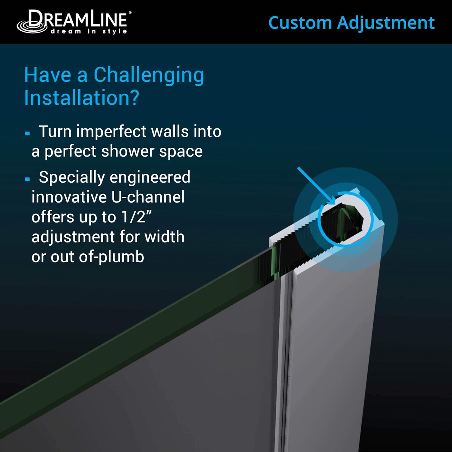 DreamLine Frameless Hinged Shower Door in Satin Black 47x36375x72