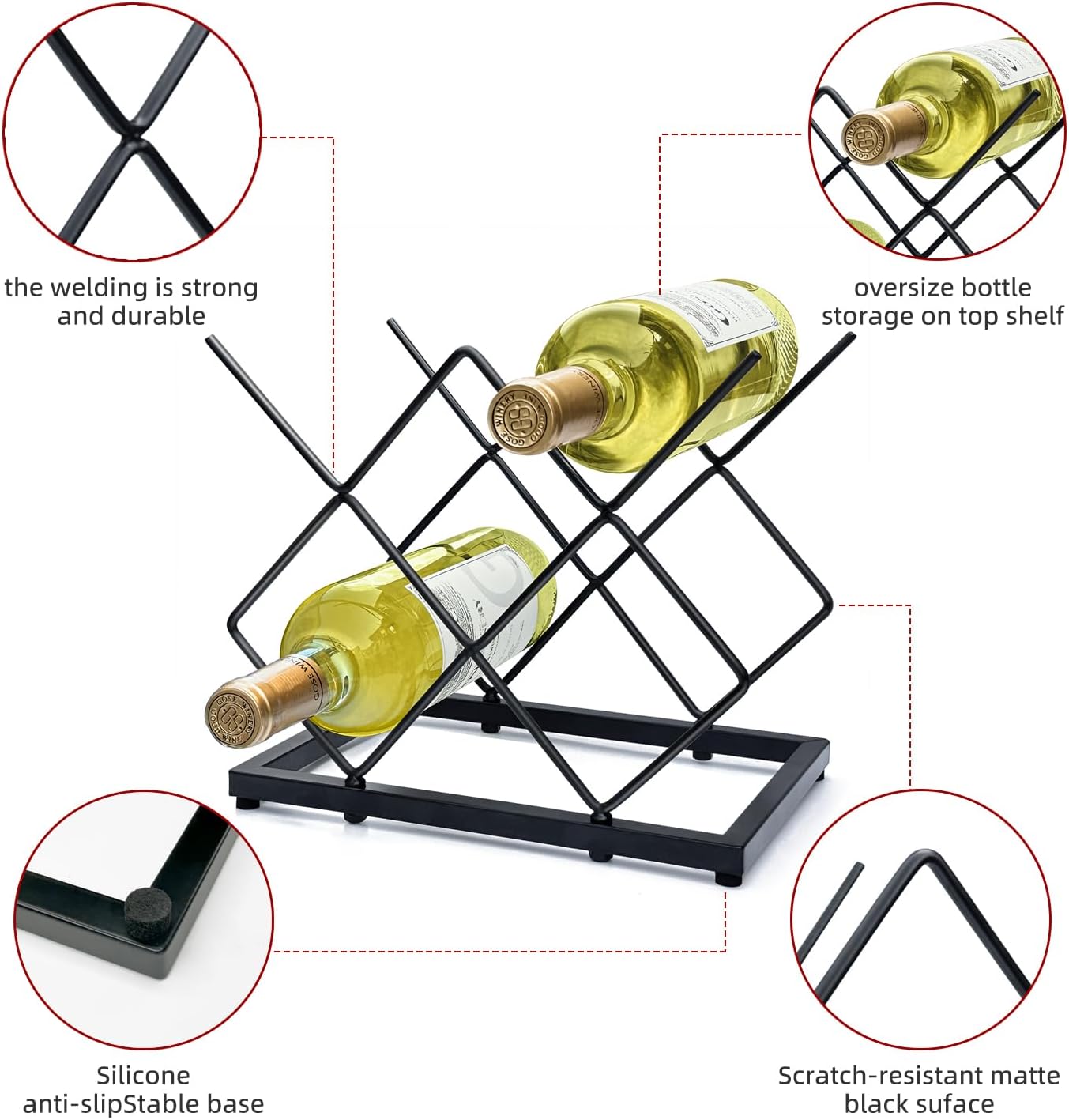 MCSAPIL Tabletop Wine Rack 5 Bottle Capacity