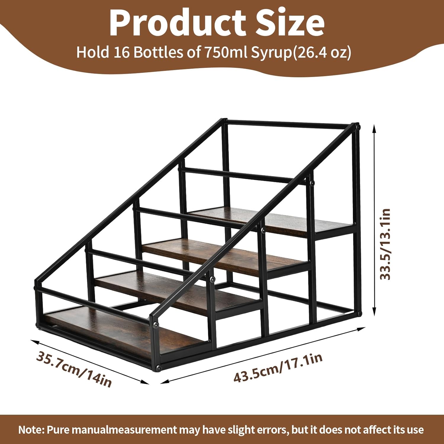 Coffee Syrup Organizer Rack with 4 Tiers for Kitchen and Bar