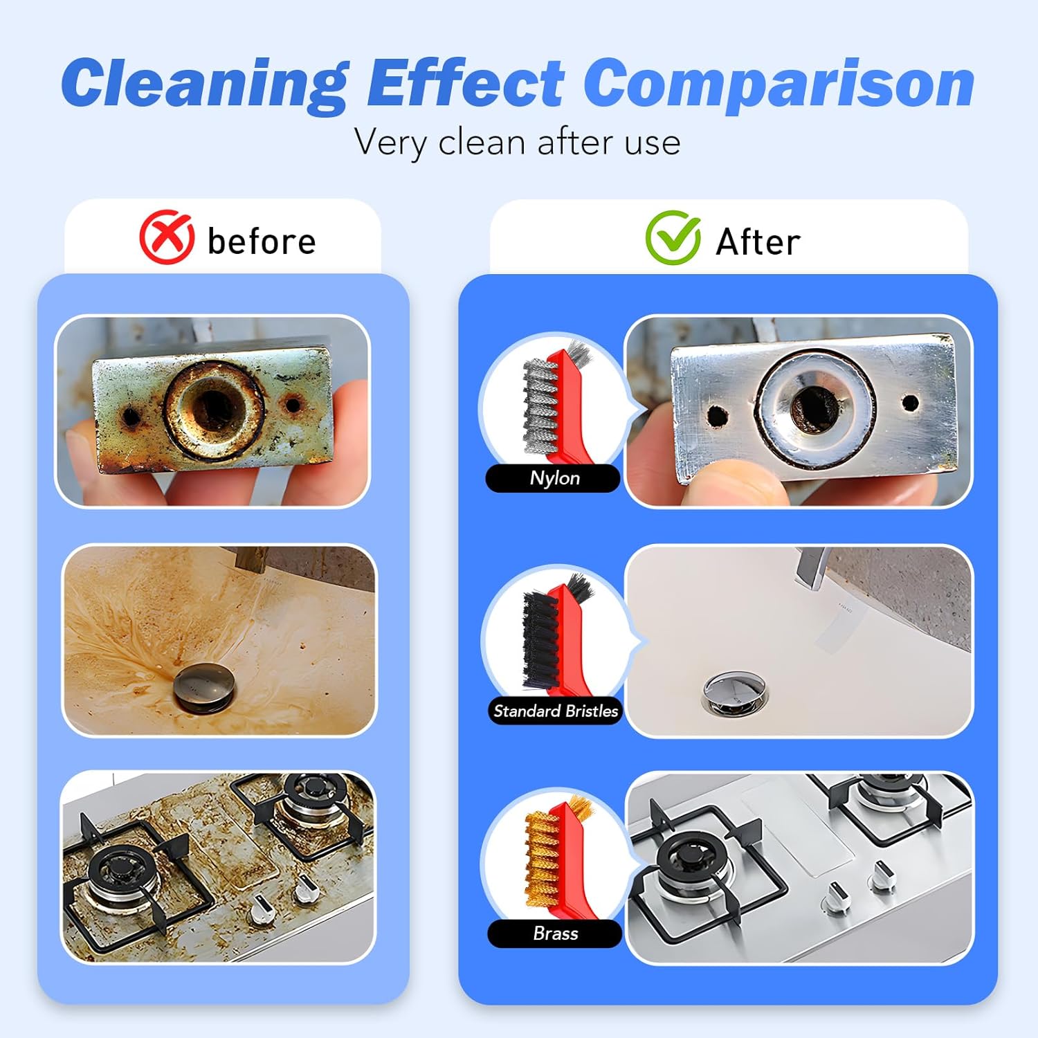 TOSEERY 6 Pcs Wire Brush Set for Cleaning and Rust Removal
