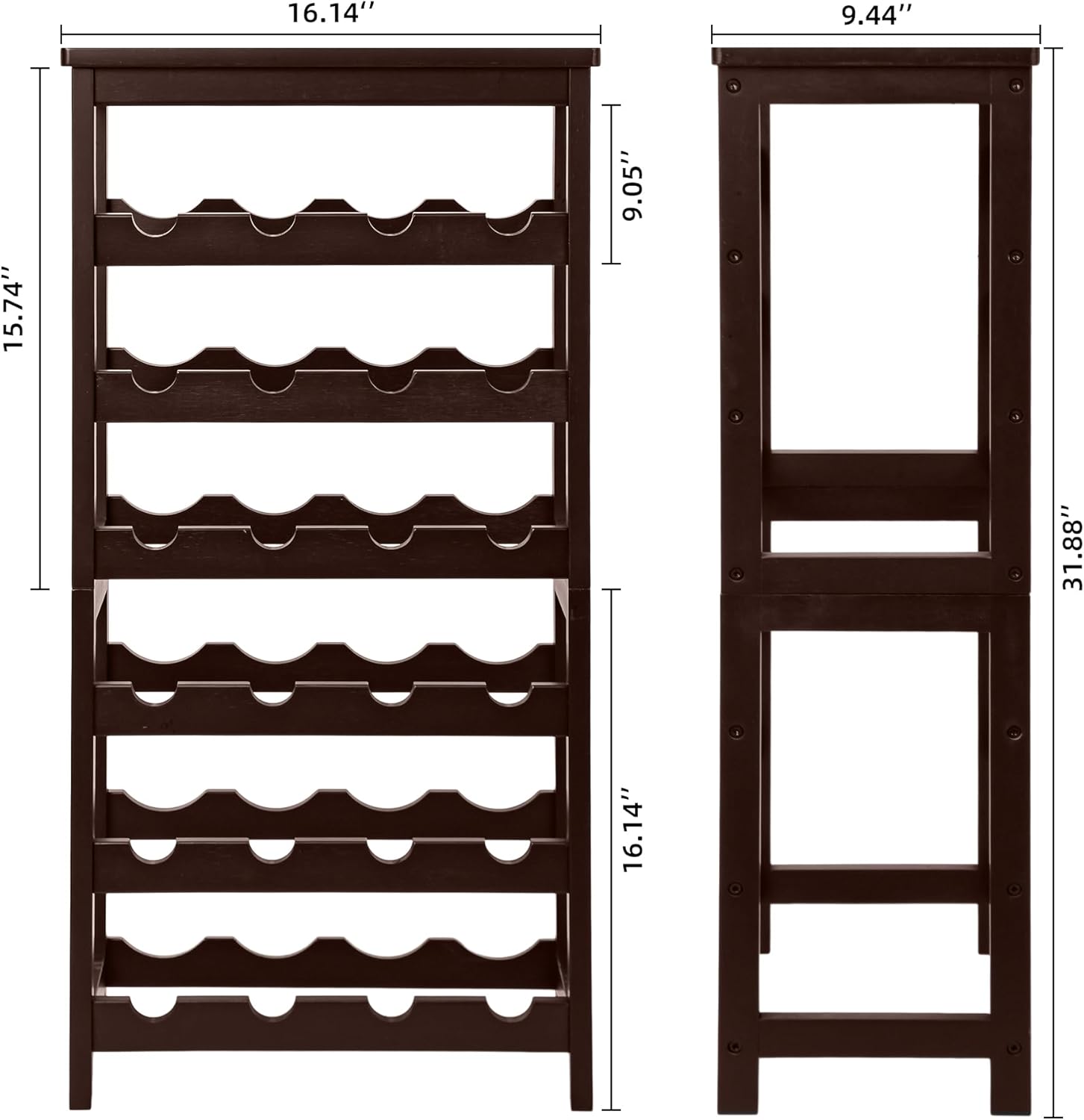 VASMIA 6-Tier Bamboo Wine Rack for 24 Bottles