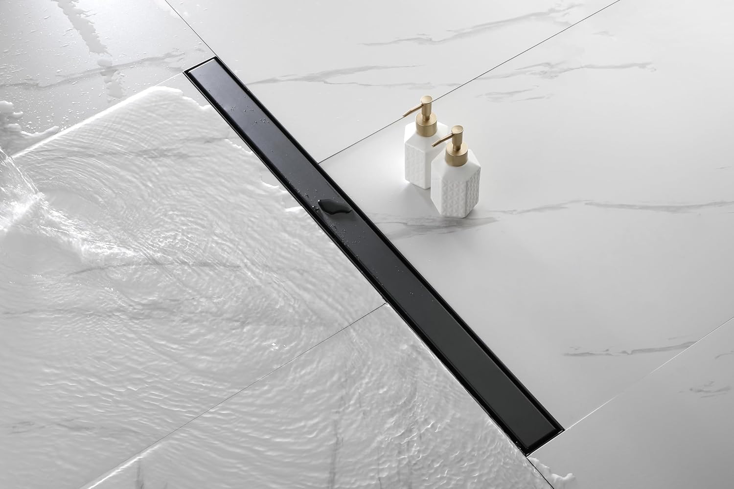 Modern 36 Inch Linear Shower Drain with Removable Cover and Hair Strainer