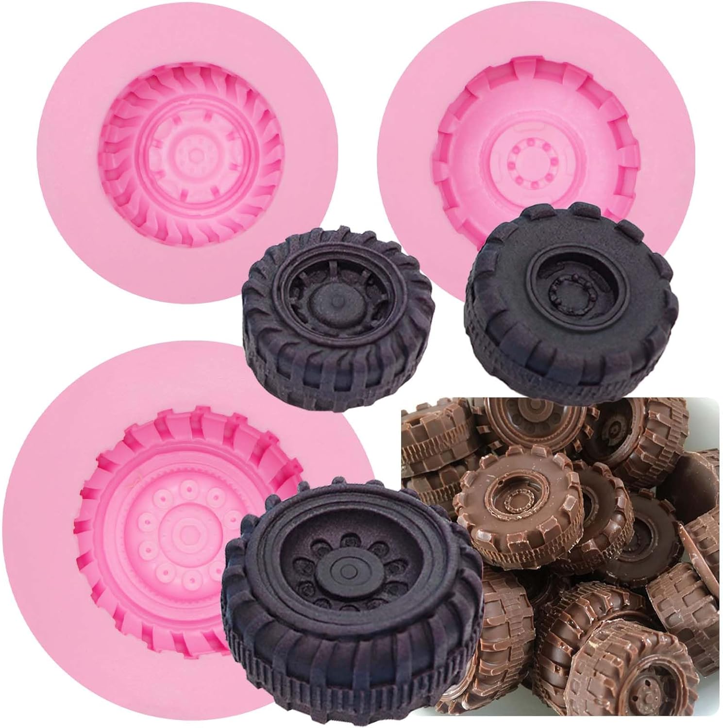 Muyulin 3D Tire Silicone Fondant Molds Set of 3