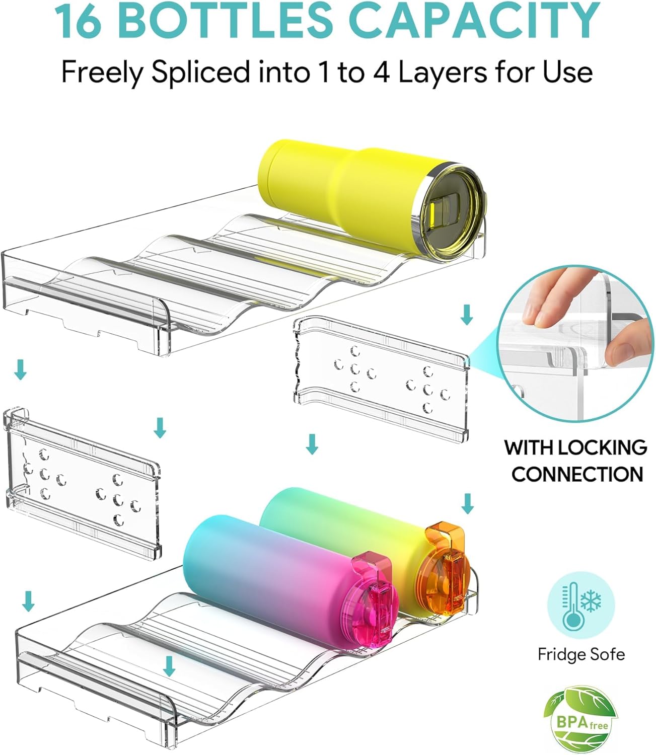 4 Tier Water Bottle Organizer for 16 Bottles