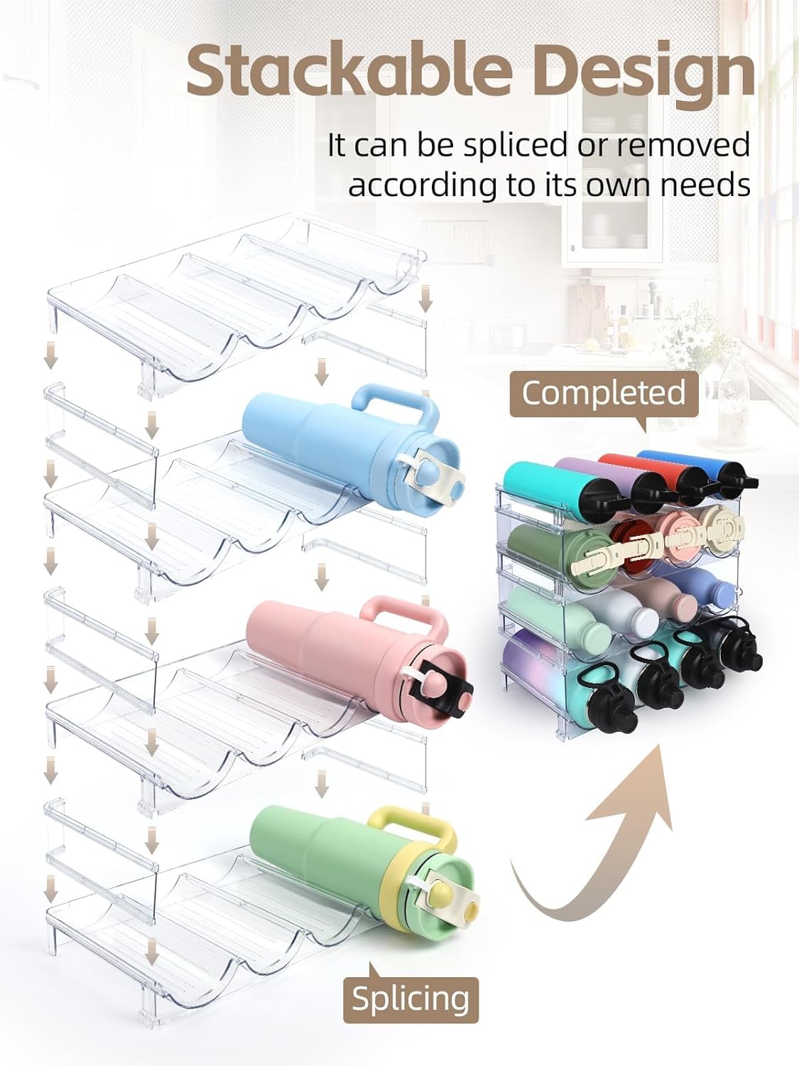 TIDY SAVANT 4 Pack Stackable Wine Water Bottle Rack