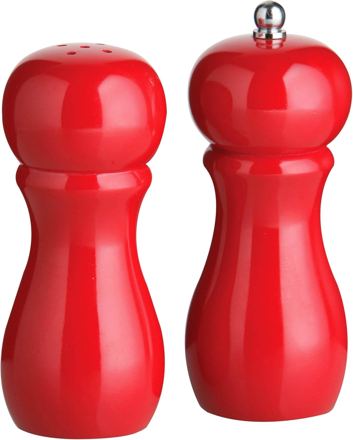 Premier Housewares Salt Shaker and Pepper Mill Set - Red Shiny Finish