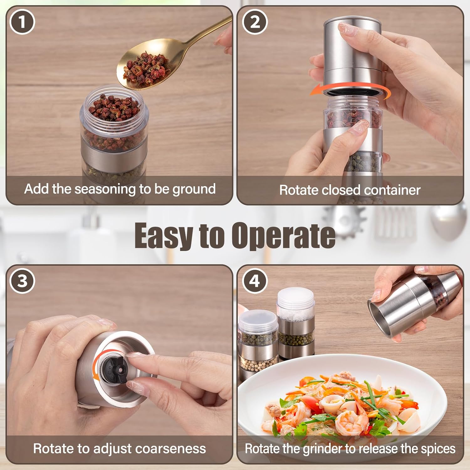 ChimimeDecor 5 in 1 Salt Pepper Grinders Set